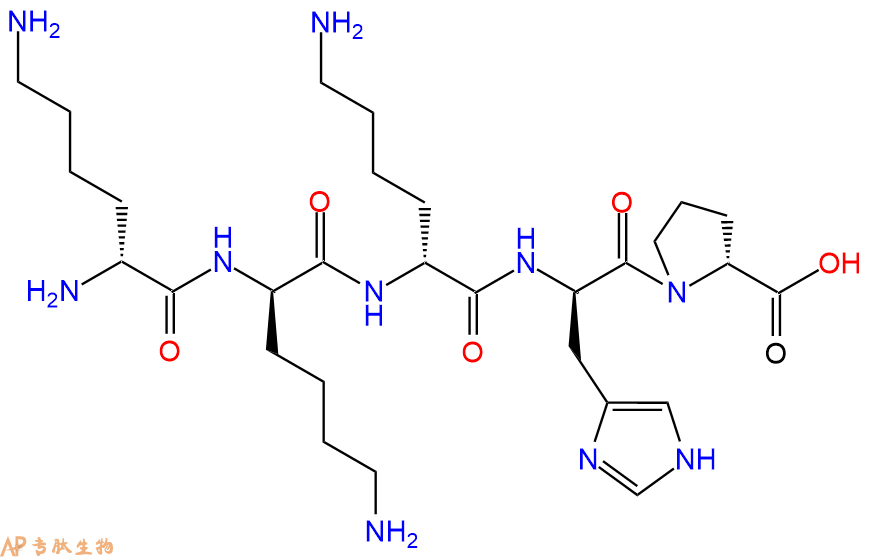 专肽生物产品H2N-DLys-DLys-DLys-DHis-DPro-COOH