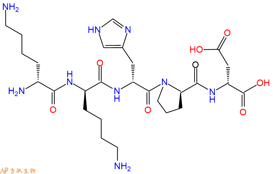 专肽生物产品H2N-DLys-DLys-DHis-DPro-DAsp-COOH