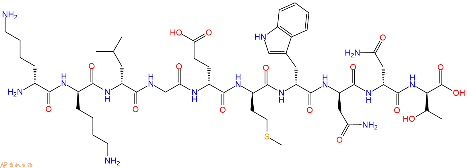专肽生物产品H2N-DLys-DLys-DLeu-Gly-DGlu-DMet-DTrp-DAsn-DAsn-DT