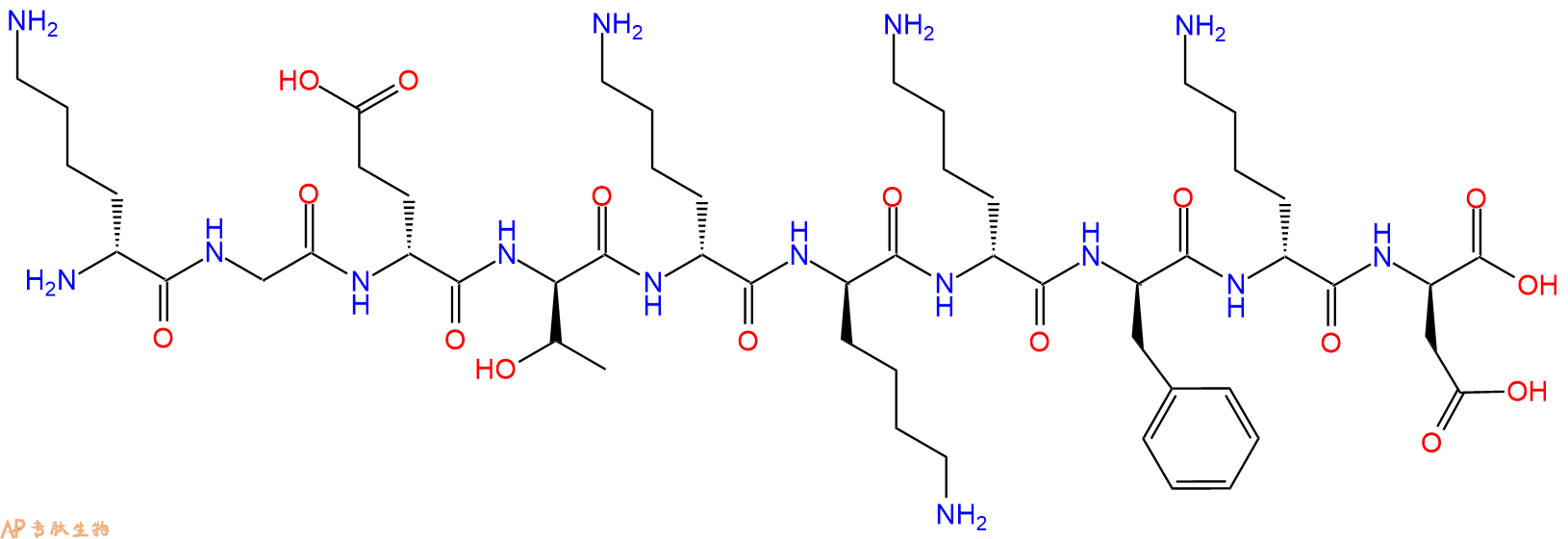 专肽生物产品H2N-DLys-Gly-DGlu-DThr-DLys-DLys-DLys-DPhe-DLys-DA