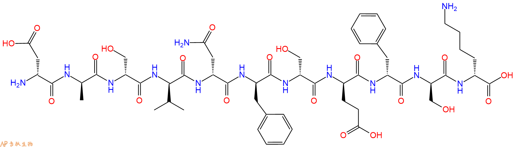 专肽生物产品H2N-DAsp-DAla-DSer-DVal-DAsn-DPhe-DSer-DGlu-DPhe-D