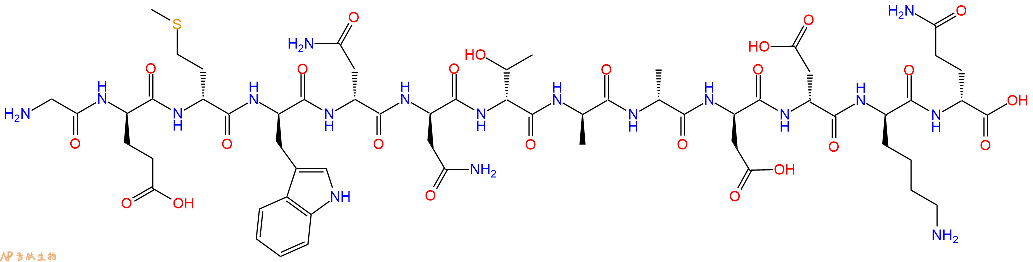 专肽生物产品H2N-Gly-DGlu-DMet-DTrp-DAsn-DAsn-DThr-DAla-DAla-DA
