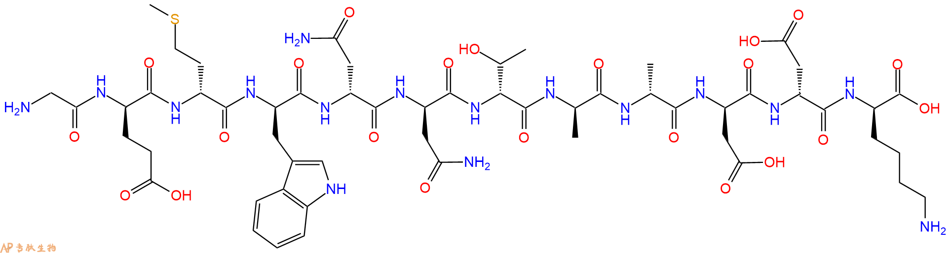 专肽生物产品H2N-Gly-DGlu-DMet-DTrp-DAsn-DAsn-DThr-DAla-DAla-DA