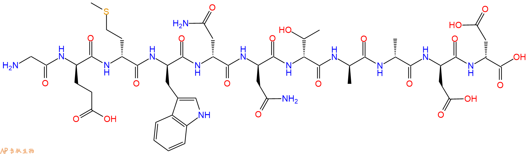 专肽生物产品H2N-Gly-DGlu-DMet-DTrp-DAsn-DAsn-DThr-DAla-DAla-DA