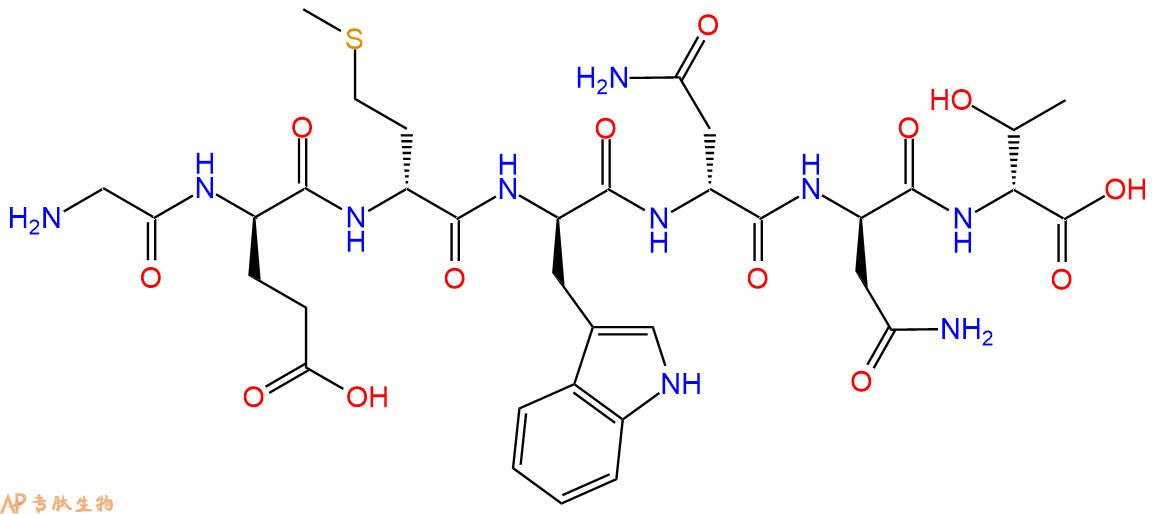 专肽生物产品H2N-Gly-DGlu-DMet-DTrp-DAsn-DAsn-DThr-COOH