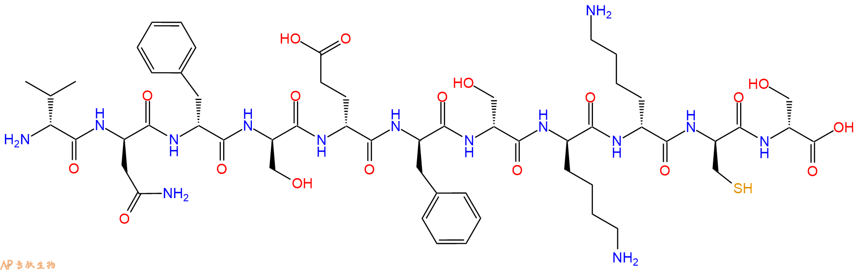 专肽生物产品H2N-DVal-DAsn-DPhe-DSer-DGlu-DPhe-DSer-DLys-DLys-D