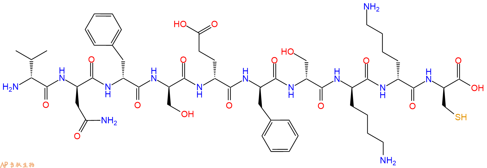 专肽生物产品H2N-DVal-DAsn-DPhe-DSer-DGlu-DPhe-DSer-DLys-DLys-D