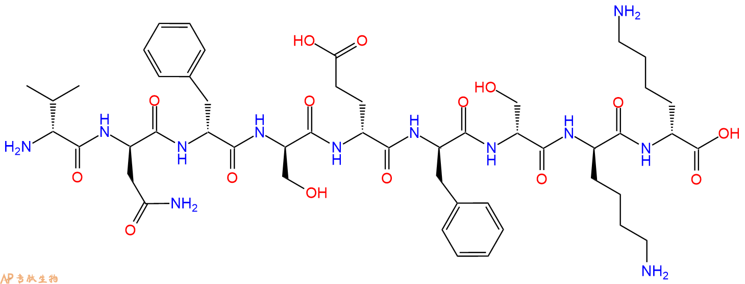 专肽生物产品H2N-DVal-DAsn-DPhe-DSer-DGlu-DPhe-DSer-DLys-DLys-C