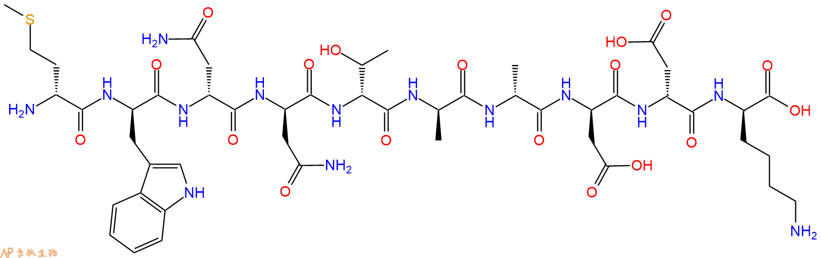 专肽生物产品H2N-DMet-DTrp-DAsn-DAsn-DThr-DAla-DAla-DAsp-DAsp-D