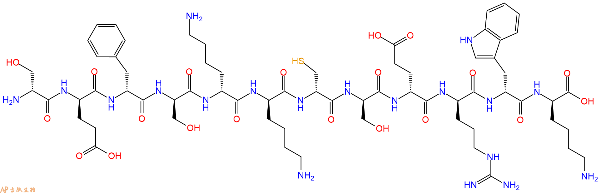 专肽生物产品H2N-DSer-DGlu-DPhe-DSer-DLys-DLys-DCys-DSer-DGlu-D