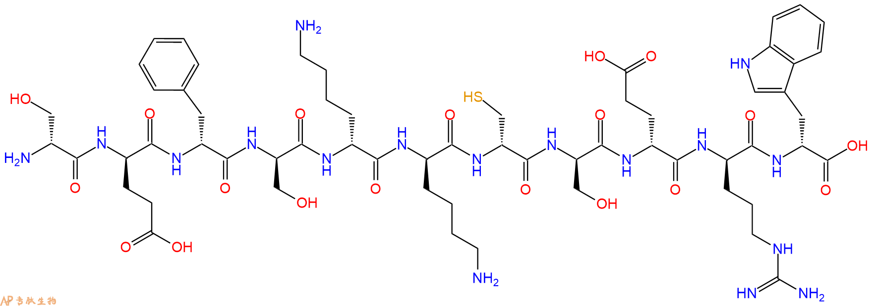 专肽生物产品H2N-DSer-DGlu-DPhe-DSer-DLys-DLys-DCys-DSer-DGlu-D