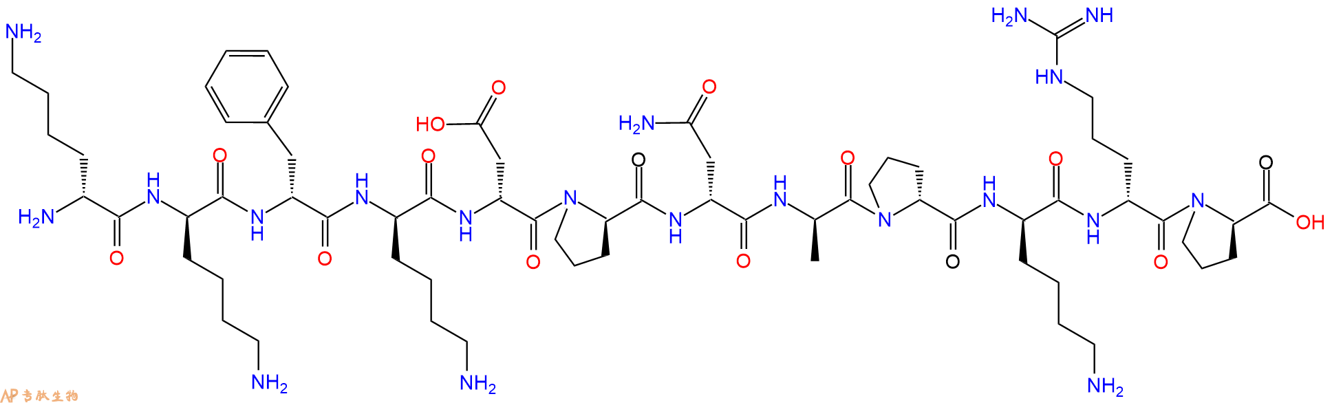 专肽生物产品H2N-DLys-DLys-DPhe-DLys-DAsp-DPro-DAsn-DAla-DPro-D