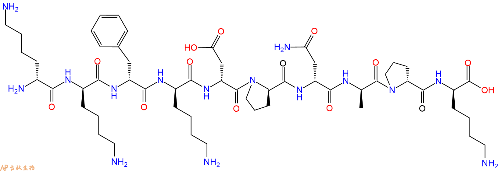 专肽生物产品H2N-DLys-DLys-DPhe-DLys-DAsp-DPro-DAsn-DAla-DPro-D