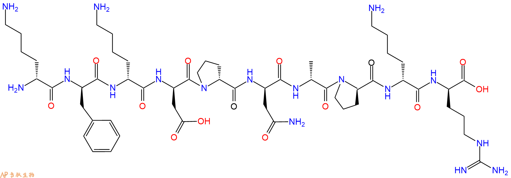 专肽生物产品H2N-DLys-DPhe-DLys-DAsp-DPro-DAsn-DAla-DPro-DLys-D