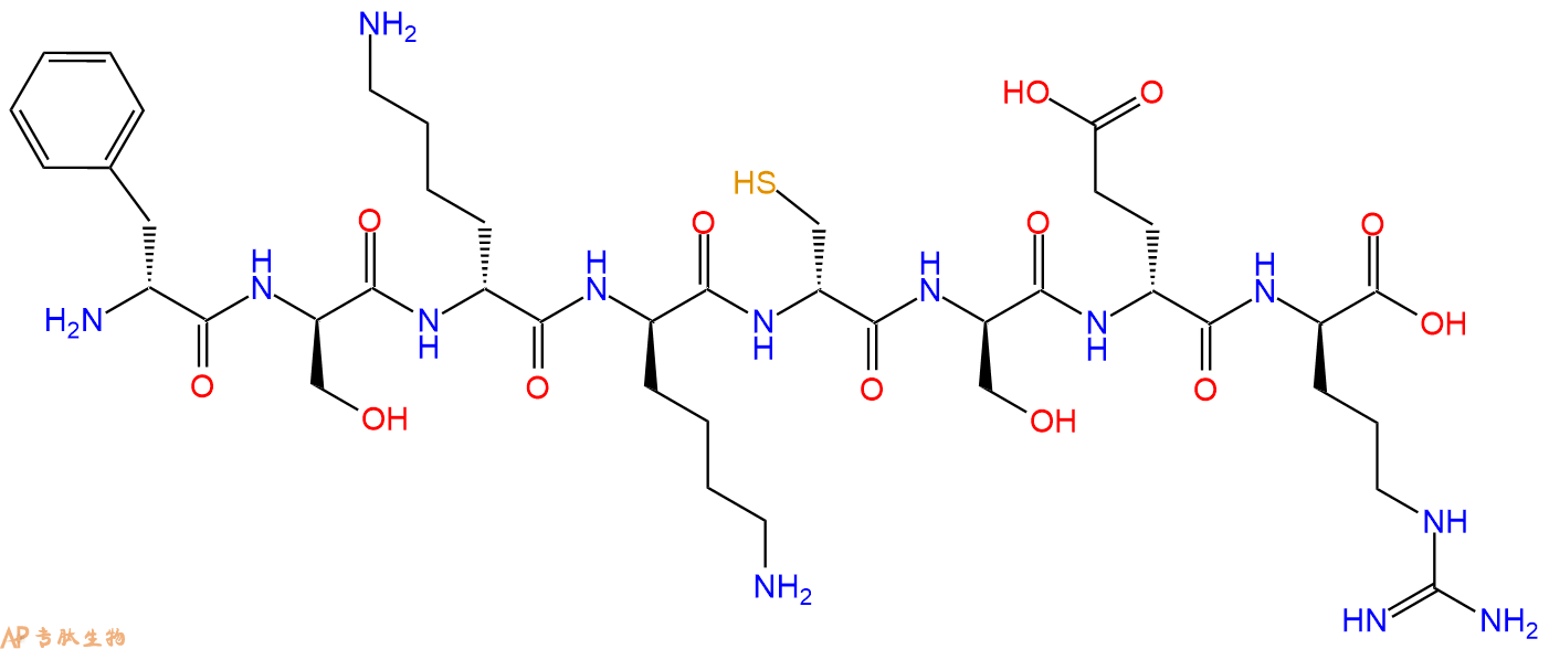 专肽生物产品H2N-DPhe-DSer-DLys-DLys-DCys-DSer-DGlu-DArg-COOH