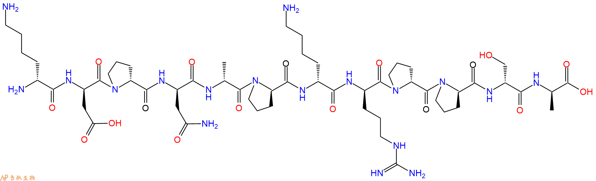 专肽生物产品H2N-DLys-DAsp-DPro-DAsn-DAla-DPro-DLys-DArg-DPro-D