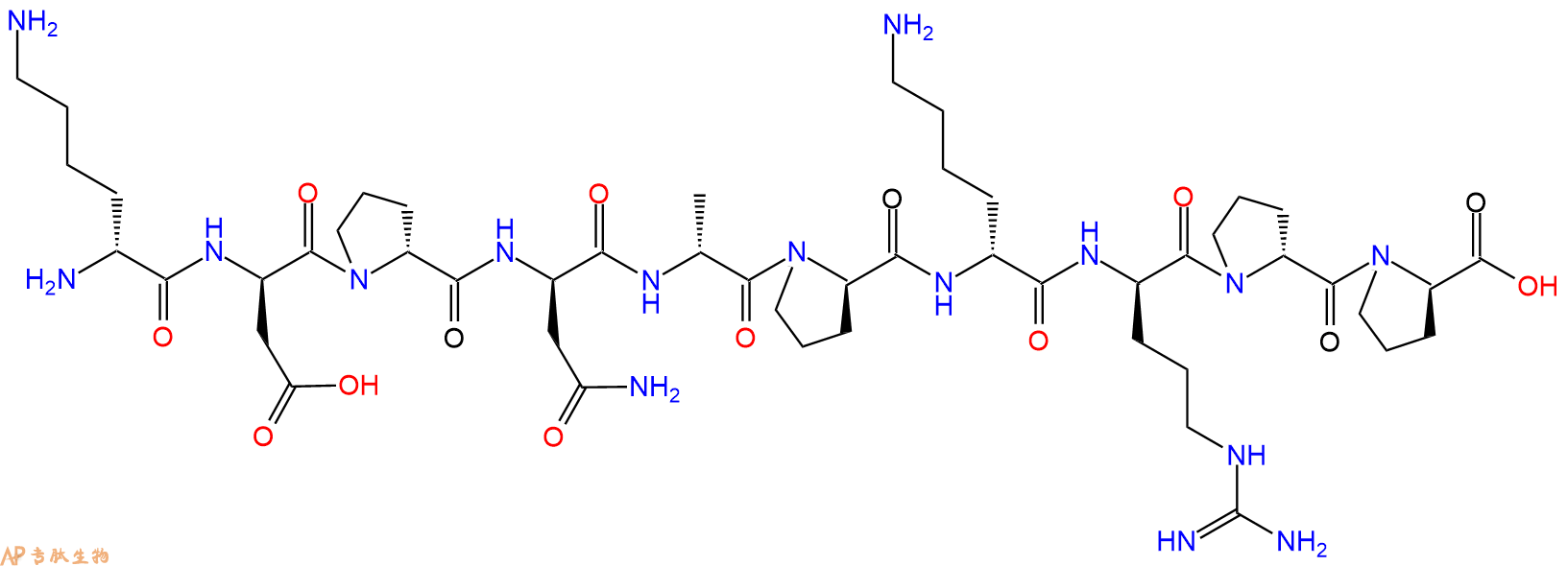 专肽生物产品H2N-DLys-DAsp-DPro-DAsn-DAla-DPro-DLys-DArg-DPro-D