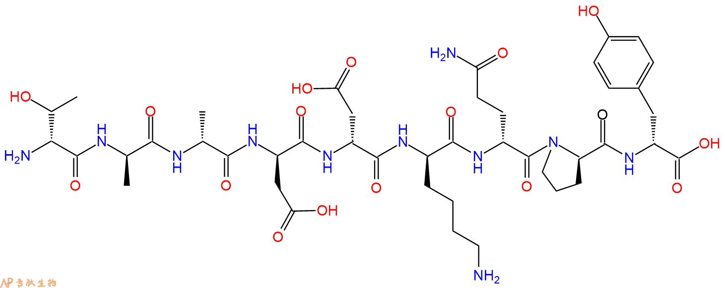 专肽生物产品H2N-DThr-DAla-DAla-DAsp-DAsp-DLys-DGln-DPro-DTyr-C