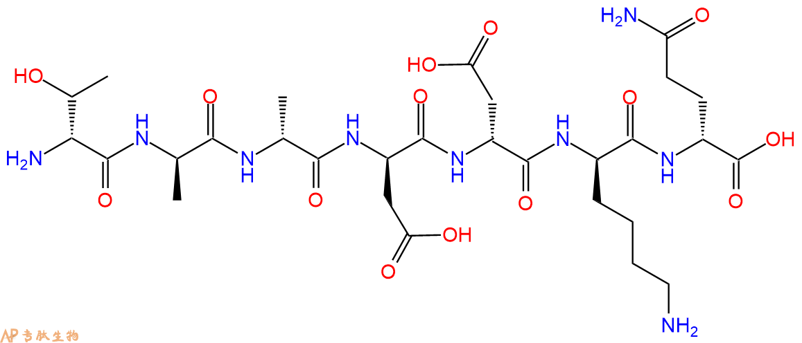 专肽生物产品H2N-DThr-DAla-DAla-DAsp-DAsp-DLys-DGln-COOH