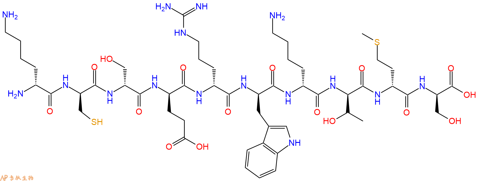专肽生物产品H2N-DLys-DCys-DSer-DGlu-DArg-DTrp-DLys-DThr-DMet-D