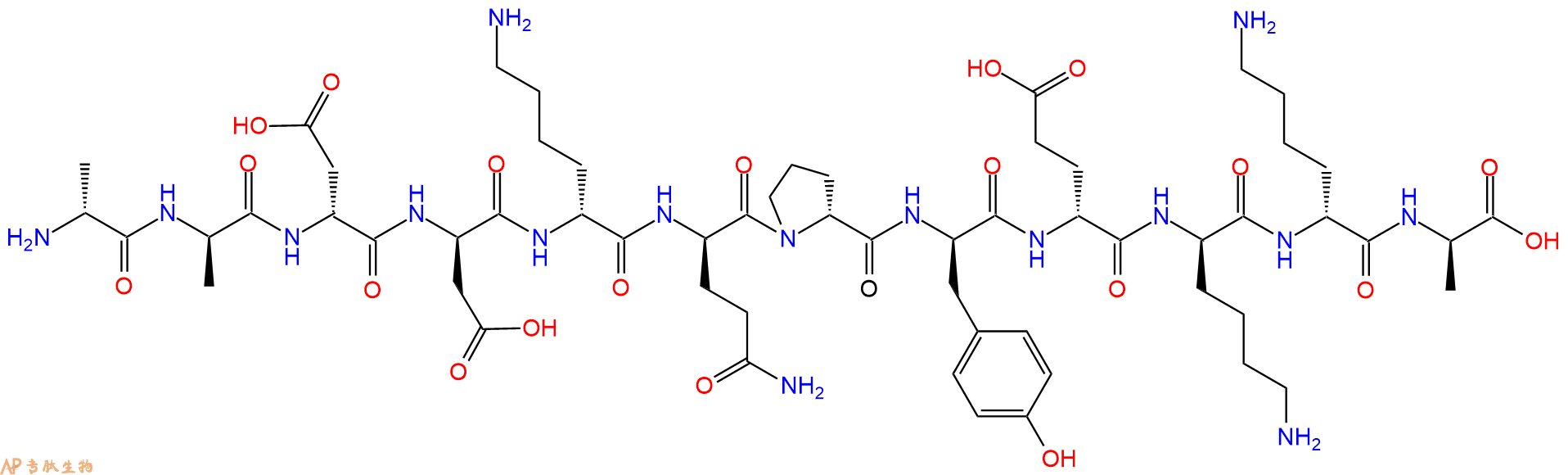 专肽生物产品H2N-DAla-DAla-DAsp-DAsp-DLys-DGln-DPro-DTyr-DGlu-D