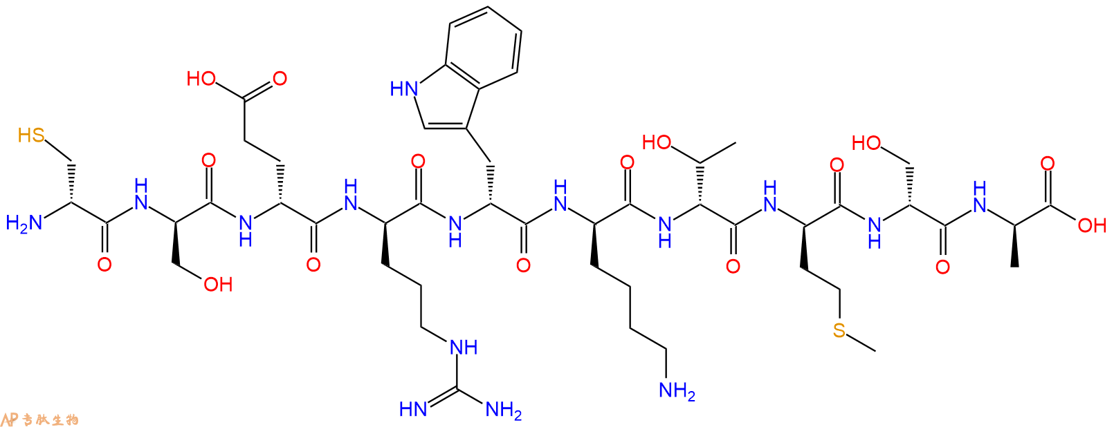 专肽生物产品H2N-DCys-DSer-DGlu-DArg-DTrp-DLys-DThr-DMet-DSer-D