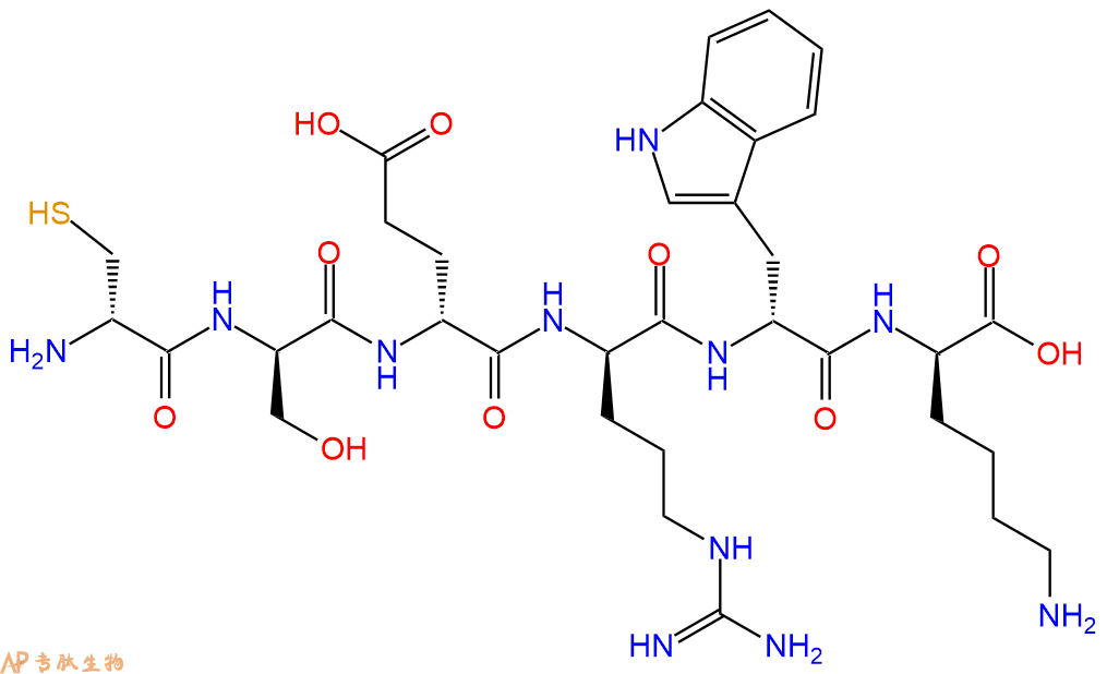 专肽生物产品H2N-DCys-DSer-DGlu-DArg-DTrp-DLys-COOH