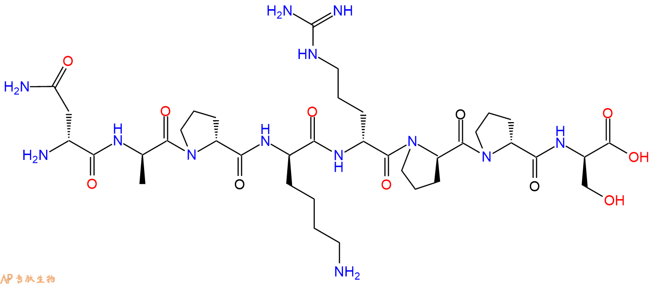 专肽生物产品H2N-DAsn-DAla-DPro-DLys-DArg-DPro-DPro-DSer-COOH