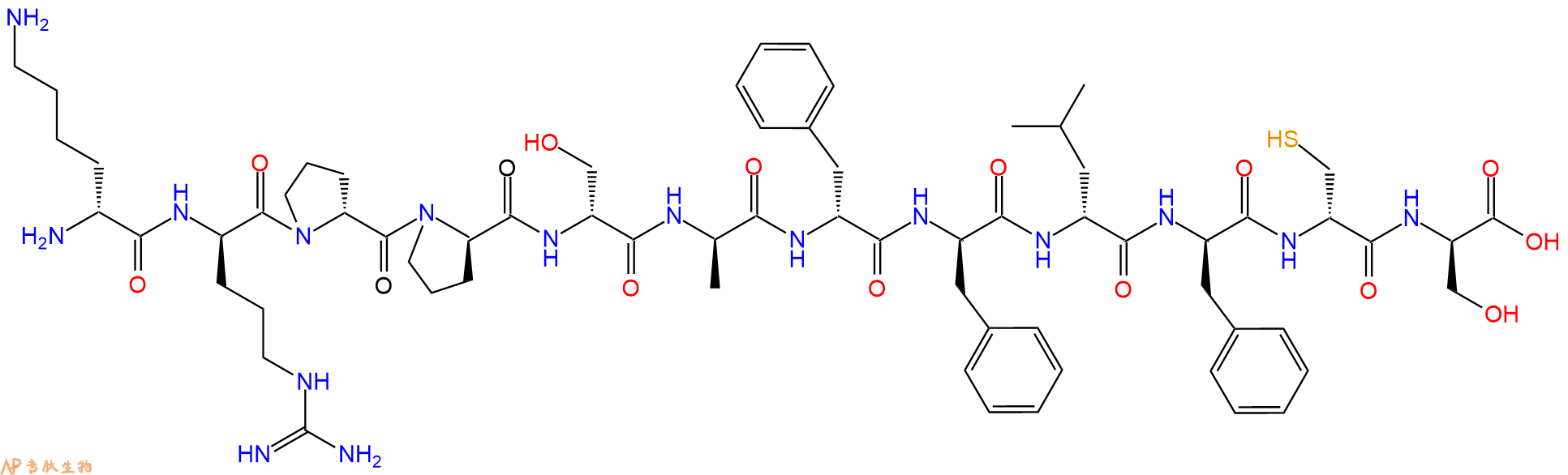 专肽生物产品H2N-DLys-DArg-DPro-DPro-DSer-DAla-DPhe-DPhe-DLeu-D