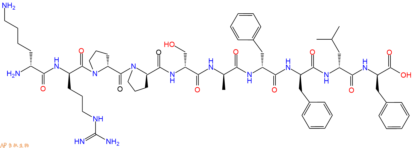 专肽生物产品H2N-DLys-DArg-DPro-DPro-DSer-DAla-DPhe-DPhe-DLeu-D