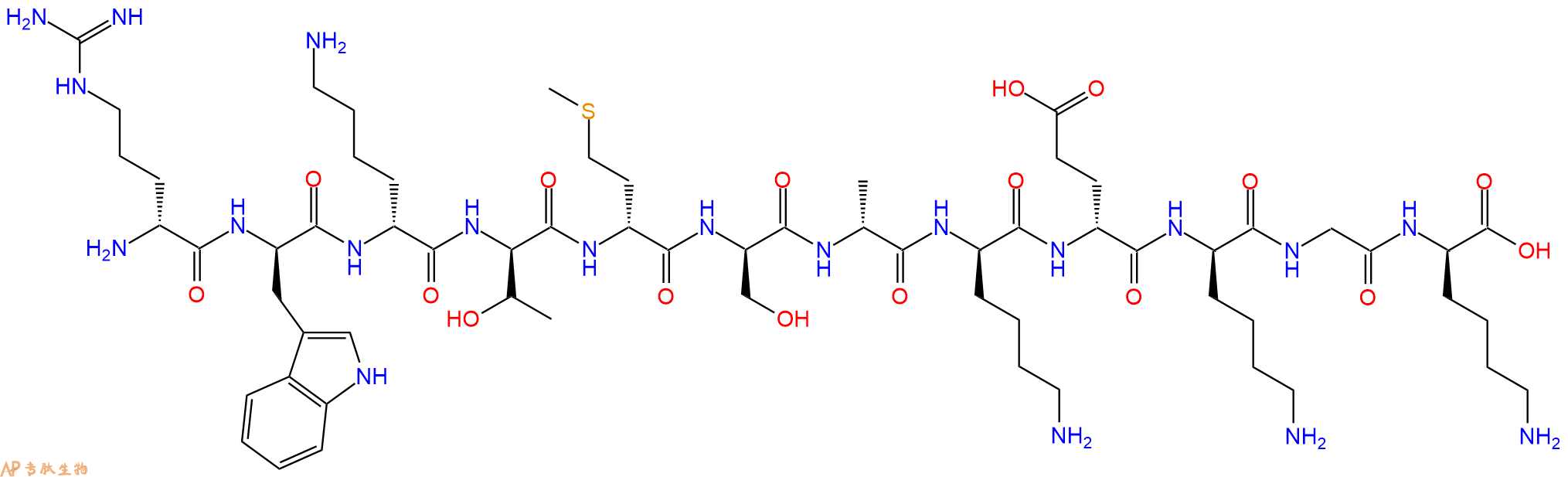专肽生物产品H2N-DArg-DTrp-DLys-DThr-DMet-DSer-DAla-DLys-DGlu-D