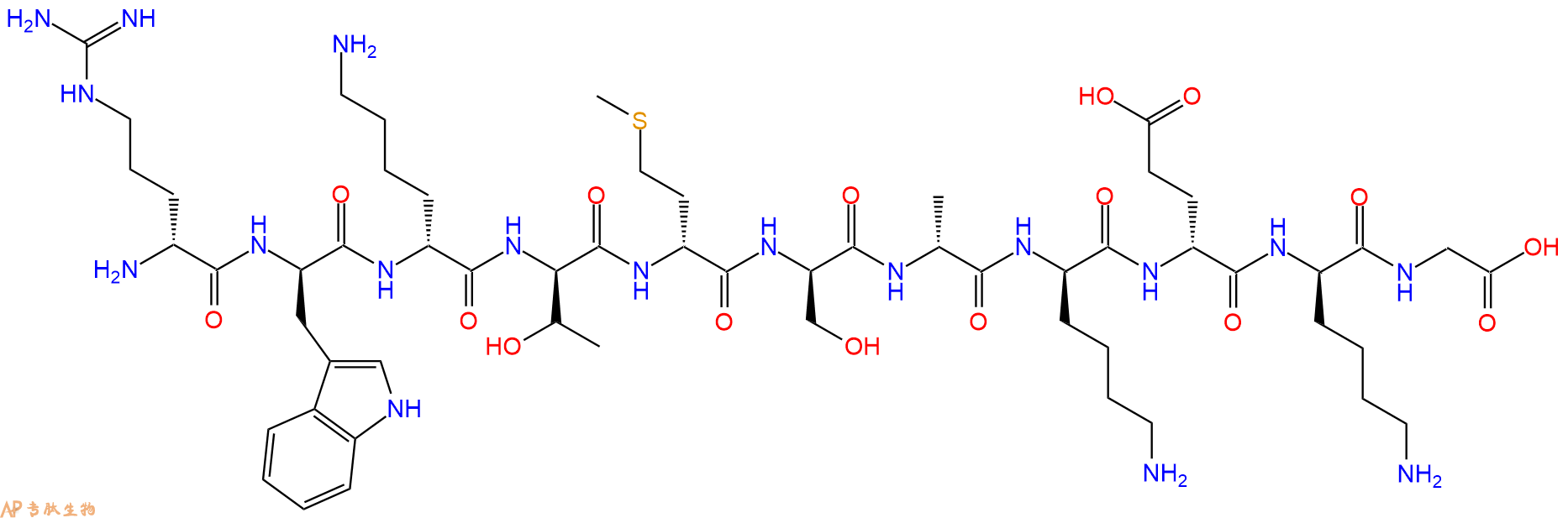 专肽生物产品H2N-DArg-DTrp-DLys-DThr-DMet-DSer-DAla-DLys-DGlu-D