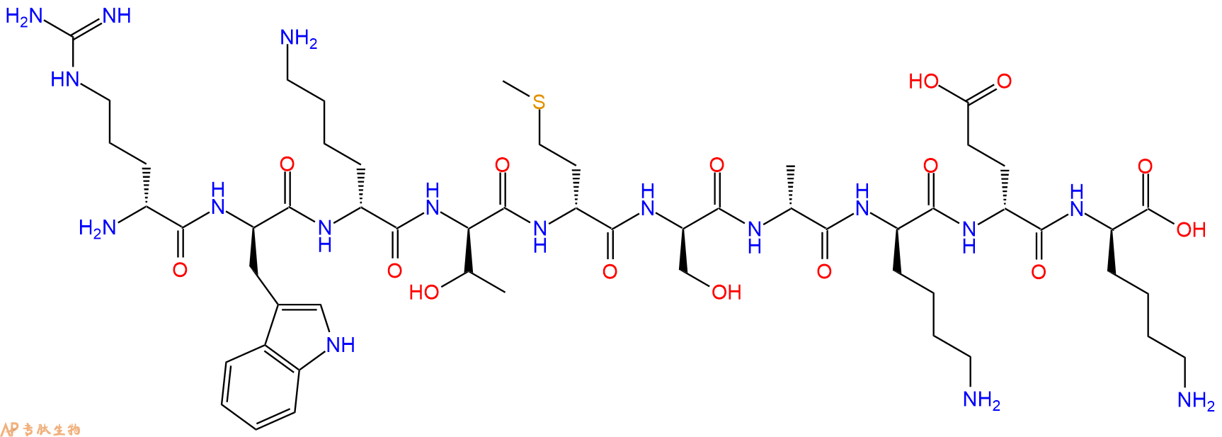 专肽生物产品H2N-DArg-DTrp-DLys-DThr-DMet-DSer-DAla-DLys-DGlu-D