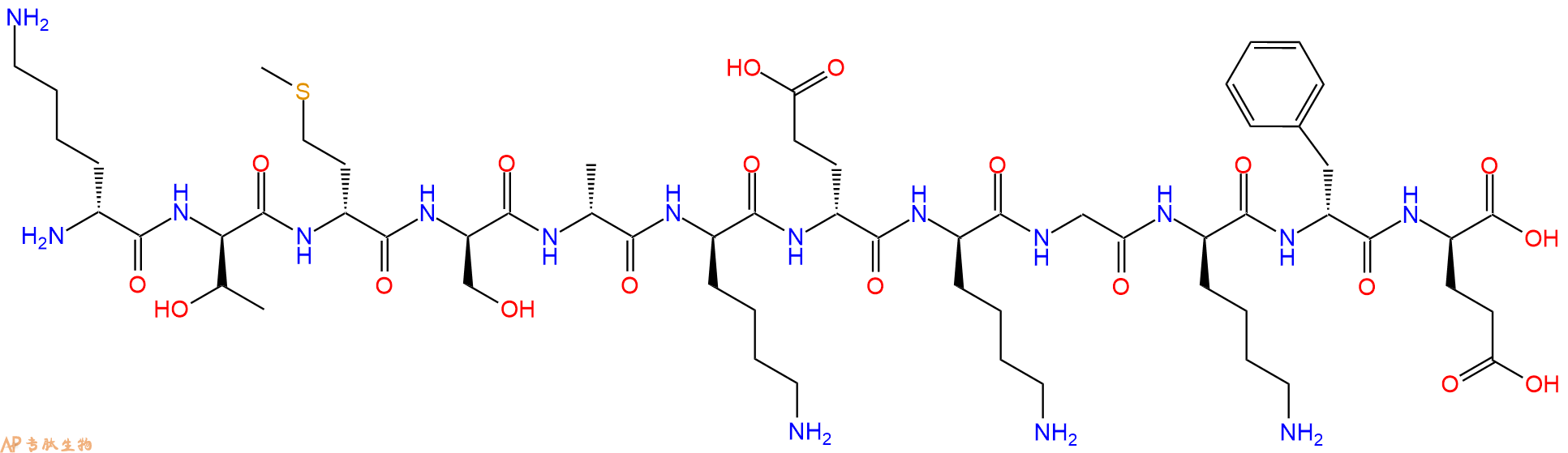 专肽生物产品H2N-DLys-DThr-DMet-DSer-DAla-DLys-DGlu-DLys-Gly-DL