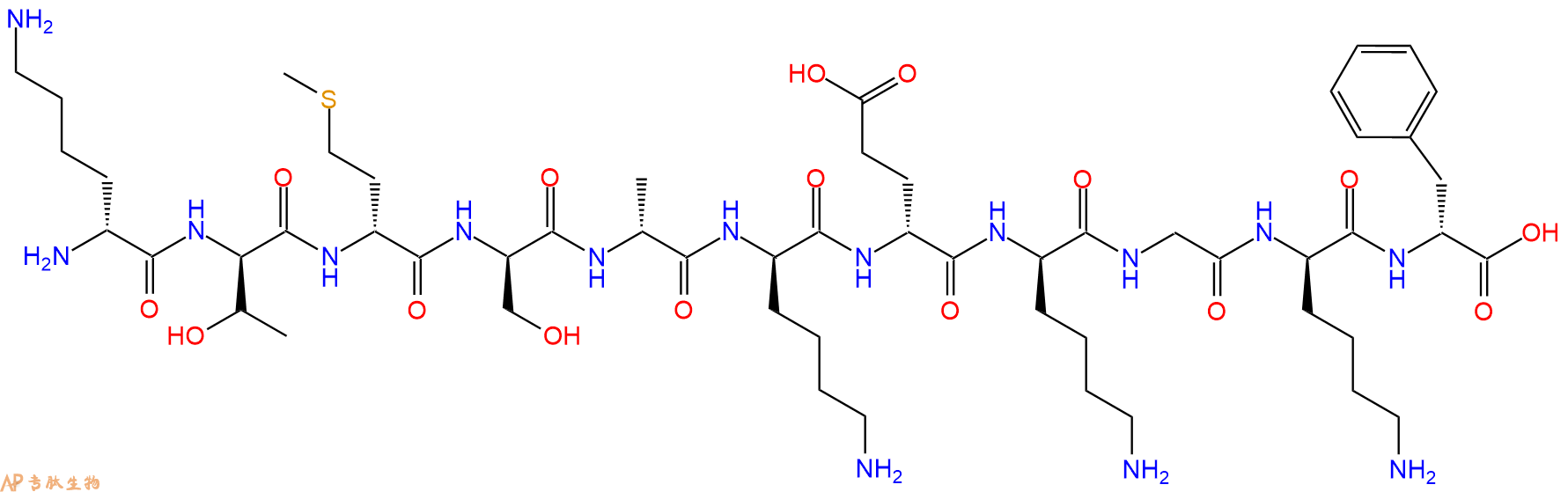 专肽生物产品H2N-DLys-DThr-DMet-DSer-DAla-DLys-DGlu-DLys-Gly-DL