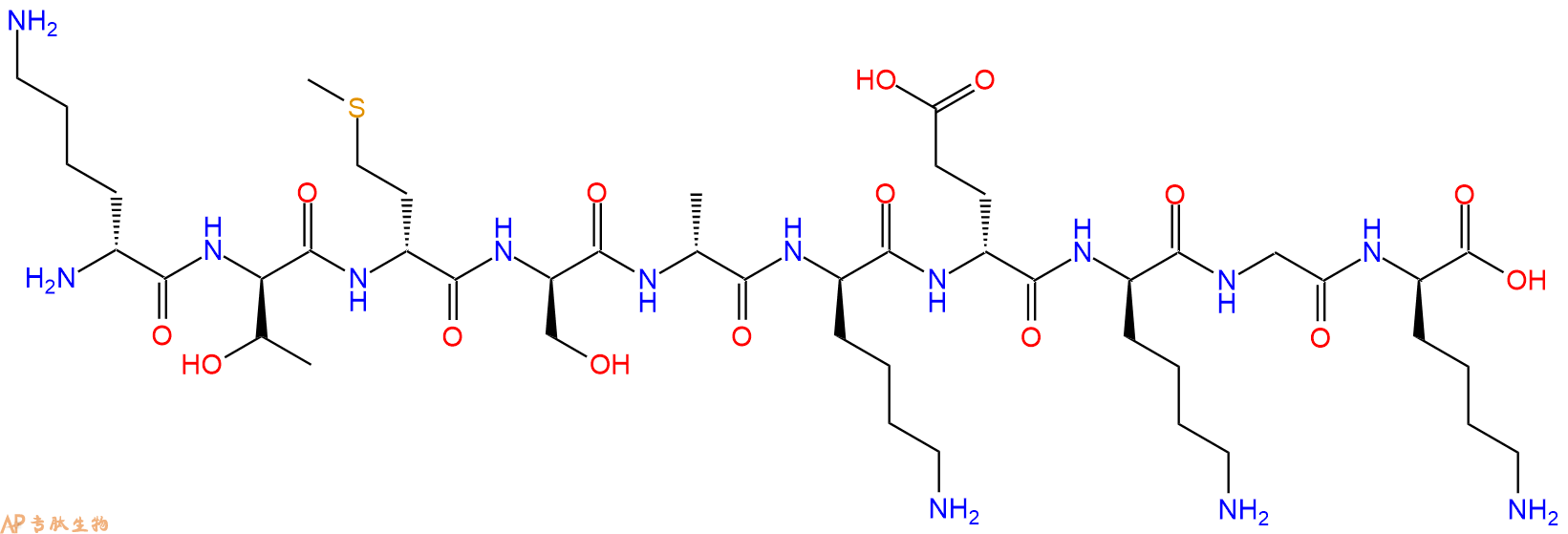 专肽生物产品H2N-DLys-DThr-DMet-DSer-DAla-DLys-DGlu-DLys-Gly-DL