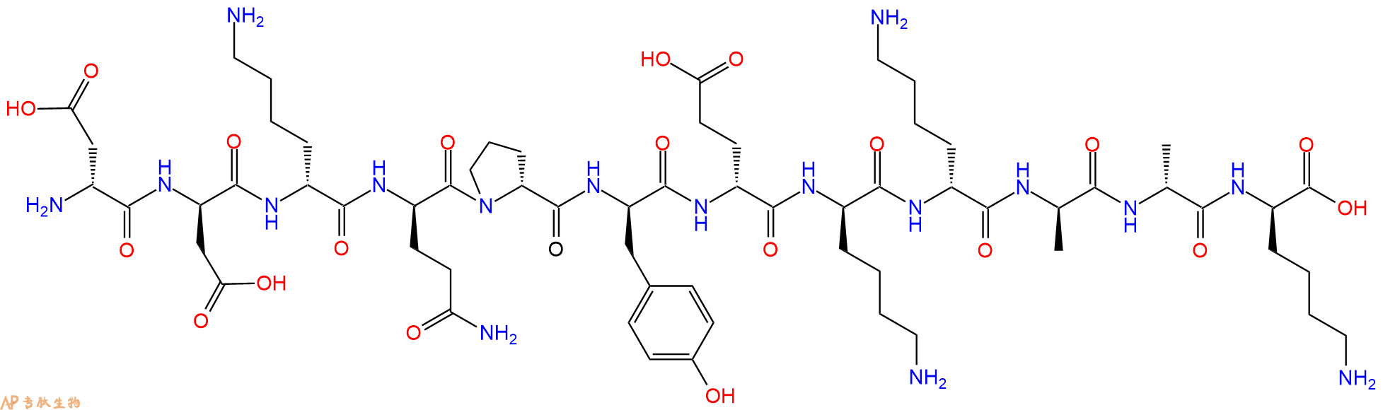 专肽生物产品H2N-DAsp-DAsp-DLys-DGln-DPro-DTyr-DGlu-DLys-DLys-D
