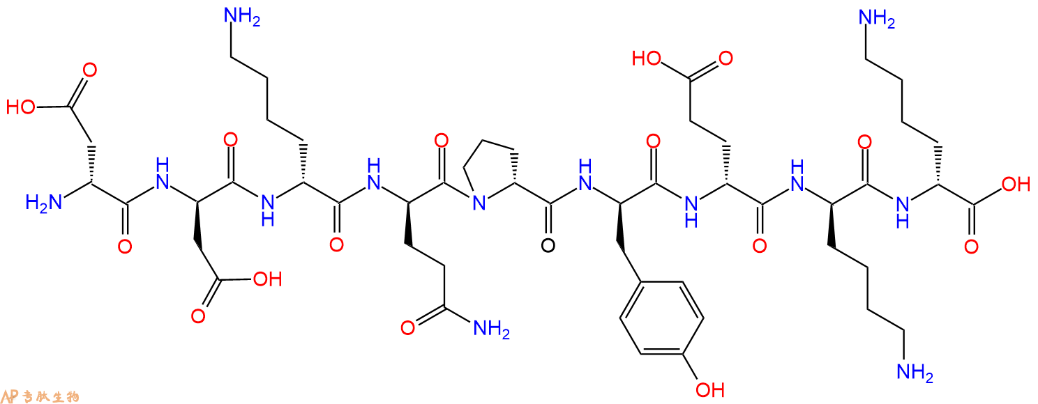 专肽生物产品H2N-DAsp-DAsp-DLys-DGln-DPro-DTyr-DGlu-DLys-DLys-C