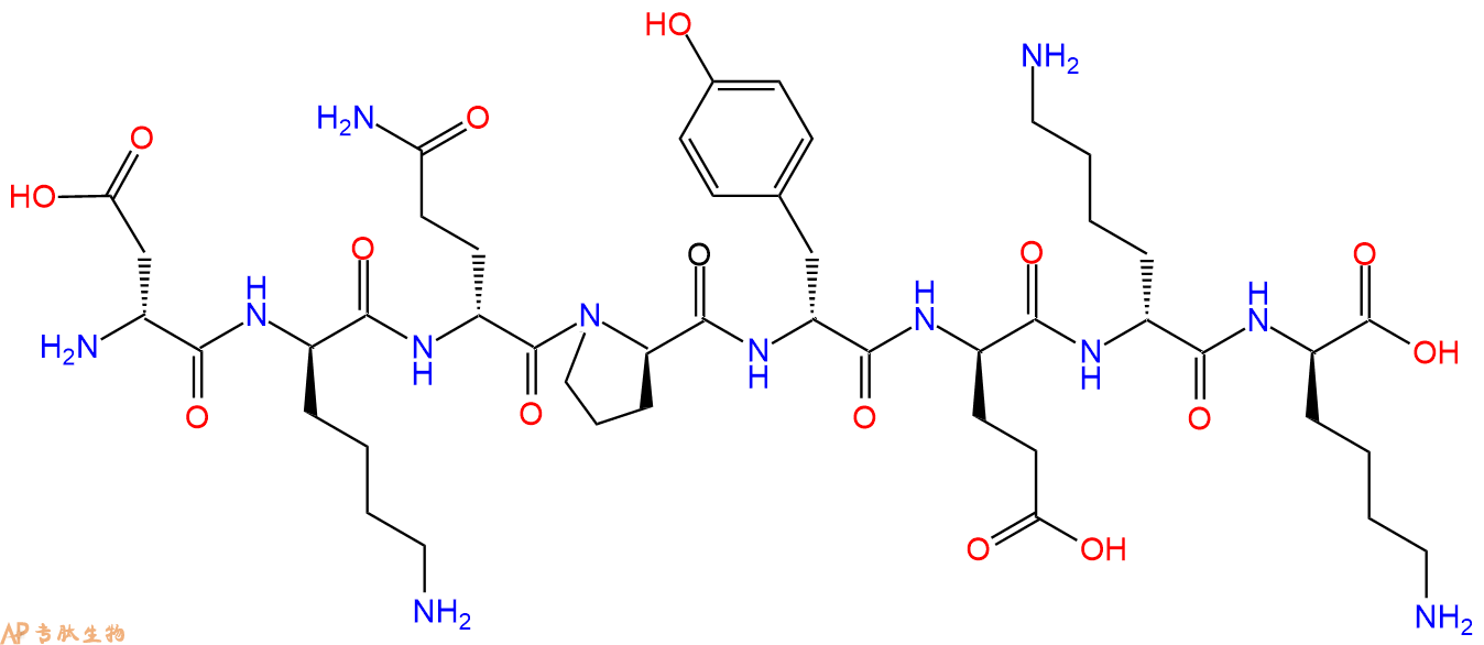 专肽生物产品H2N-DAsp-DLys-DGln-DPro-DTyr-DGlu-DLys-DLys-COOH