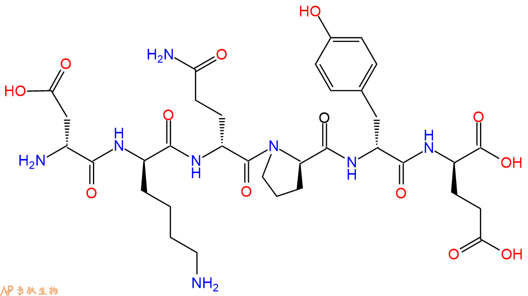 专肽生物产品H2N-DAsp-DLys-DGln-DPro-DTyr-DGlu-COOH