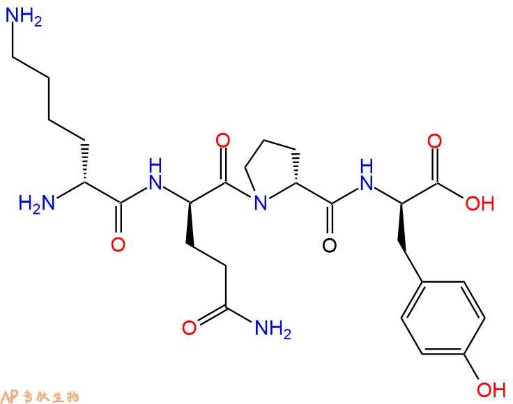专肽生物产品H2N-DLys-DGln-DPro-DTyr-COOH