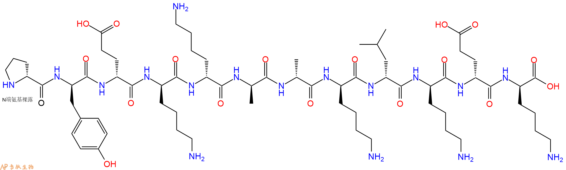 专肽生物产品H2N-DPro-DTyr-DGlu-DLys-DLys-DAla-DAla-DLys-DLeu-D
