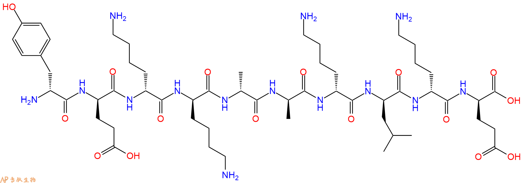 专肽生物产品H2N-DTyr-DGlu-DLys-DLys-DAla-DAla-DLys-DLeu-DLys-D