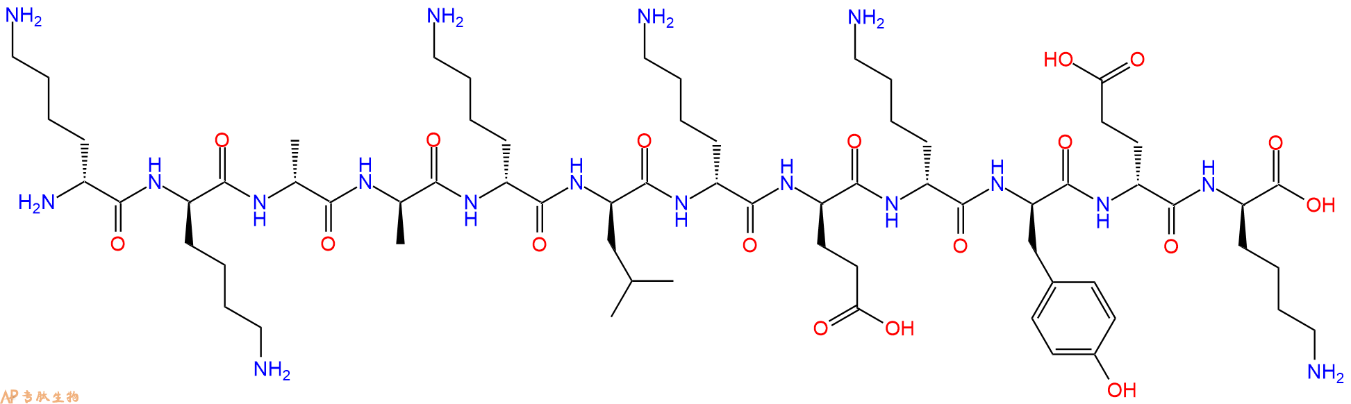 专肽生物产品H2N-DLys-DLys-DAla-DAla-DLys-DLeu-DLys-DGlu-DLys-D