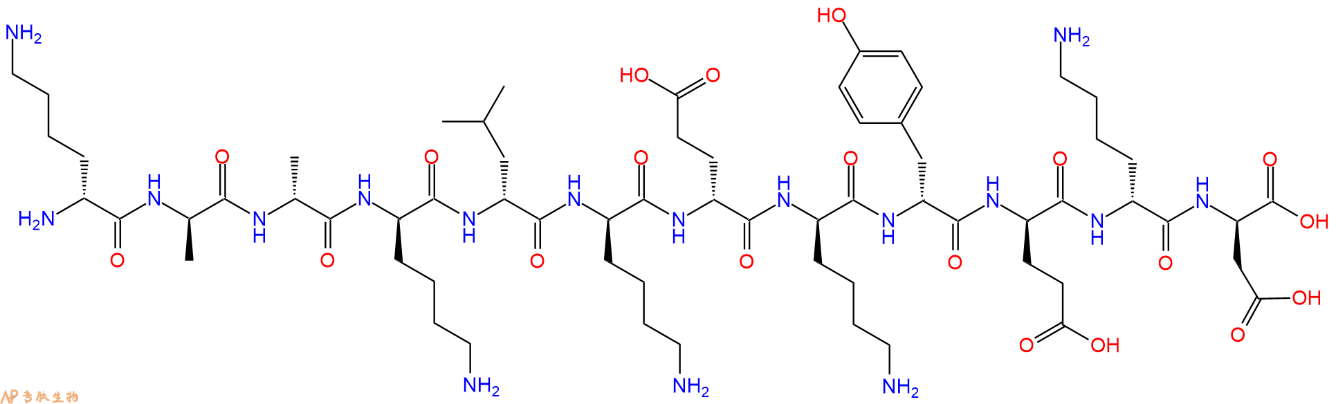 专肽生物产品H2N-DLys-DAla-DAla-DLys-DLeu-DLys-DGlu-DLys-DTyr-D