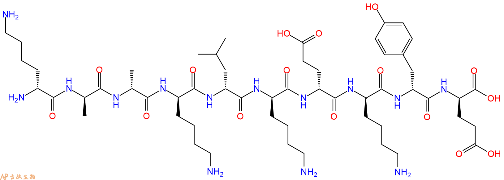 专肽生物产品H2N-DLys-DAla-DAla-DLys-DLeu-DLys-DGlu-DLys-DTyr-D