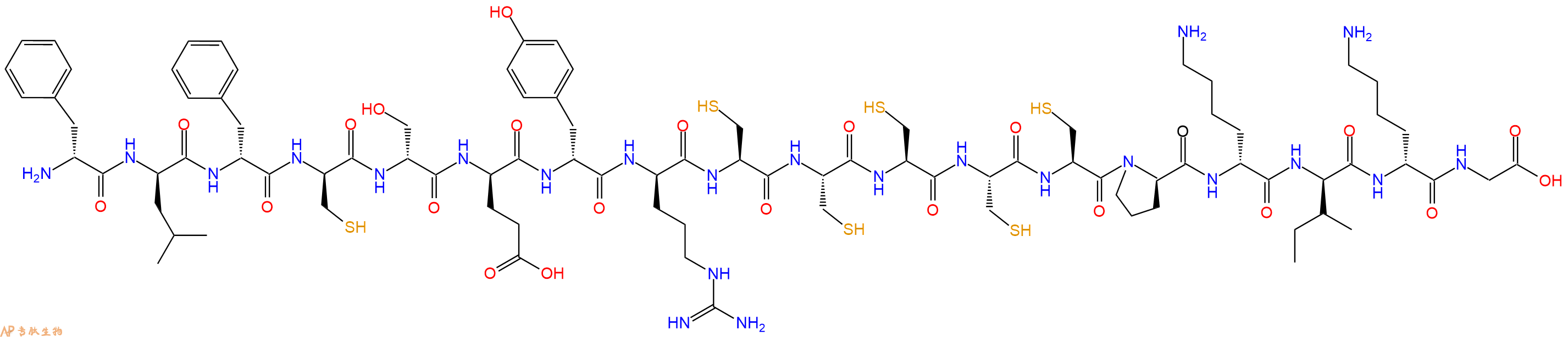 专肽生物产品H2N-DPhe-DLeu-DPhe-DCys-DSer-DGlu-DTyr-DArg-Cys-Cy