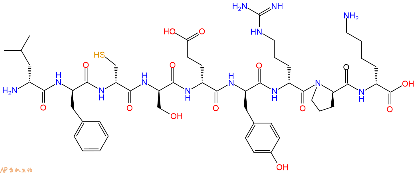 专肽生物产品H2N-DLeu-DPhe-DCys-DSer-DGlu-DTyr-DArg-DPro-DLys-C