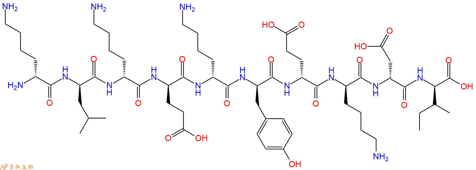 专肽生物产品H2N-DLys-DLeu-DLys-DGlu-DLys-DTyr-DGlu-DLys-DAsp-D