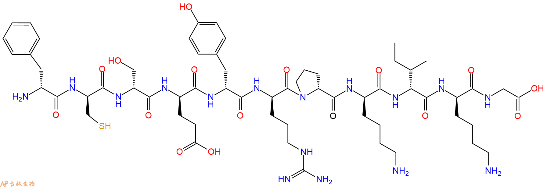 专肽生物产品H2N-DPhe-DCys-DSer-DGlu-DTyr-DArg-DPro-DLys-DIle-D